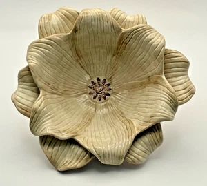 Nina Campbell Ceramic Flower Beige Bowl Unique 3D Dish Pottery - Picture 1 of 8