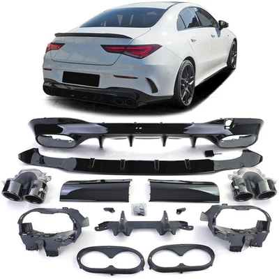 Sport Heck Diffusor mit schwarzen Endrohren für Mercedes CLA C118 X118 - Bild 1 von 4