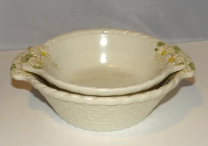 Metlox Poppytrail Sculptured Daisy Round Serving Bowls Handles Set of 2 - Picture 1 of 13