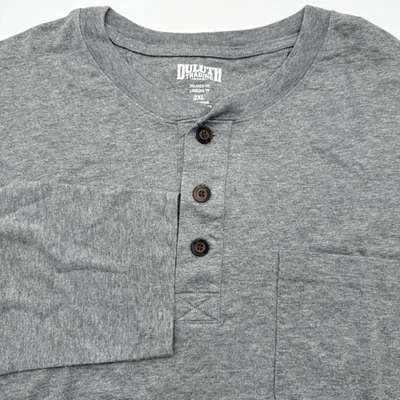 Duluth Men's Long Sleeve XXL 2XL Relaxed Fit Long Tail Solid Gray 1/4 Button - Image 1 of 4