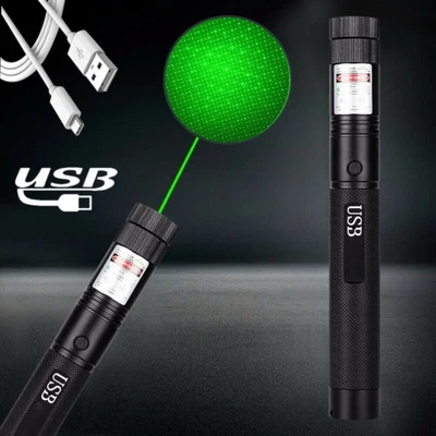 1000METR Grün Laserpointer Outdoor Lazer Pen USB Wiederaufladbar & 5 Köpfe DE - Bild 1 von 4