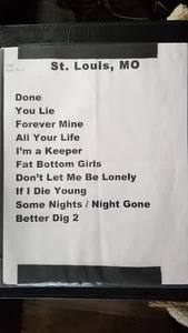 THE BAND PERRY - ORIGINAL NOT A COPY ST. LOUIS CONCERT USED SETLIST - Picture 1 of 1