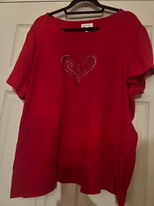 3x Plus Women's Shirt Top Blouse from Fashion Bug Knit T-shirt Studs Heart - Picture 1 of 4