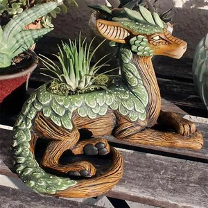 Flower Vase Dragon Resin Multicolor Modern Solid Free Stand Small Home Decor - Picture 1 of 26