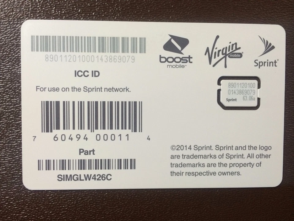 Lot of 100 Sprint, Boost, Virgin Mobile NANO Sim Card SIMGLW426C 4g LTE - Image 1 of 2