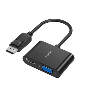 Hama Video Adapter 2in1 Displayport-Stecker DP auf VGA HDMI-Buchse Ultra-HD 4K - Bild 1 von 1