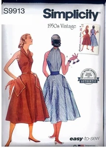 Simplicity 9913 Vintage Retro 50er Jahre Kleid Nähmuster Misses H5 6-14 U5 16 24 - Bild 1 von 2
