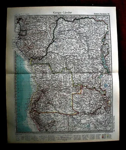 1889/94:Stieler's Hand Atlas=KONGO - Länder - CONGO E TERRE/PAESI VICINI.Cm48X38 - Foto 1 di 1