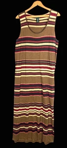 Lauren Ralph Lauren Maxi Dress XL Southwestern Stripe Linen Bodycon Vintage Knit - Picture 1 of 9