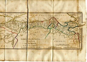  MAPA 1786 CORINTO SICILIA ACAIA BARBIE DU BOCAGE VIAJES DE ANACARSIS GRECIA - Imagen 1 de 2