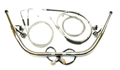 Barras de playa pre cableadas plug n play kit de manillar cromado 96-06 Harley Fatboy ST Foto 1 de 3