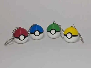 Mini Pokeball Keychain Set - 4 Color Variants, Red, Blue, Green, Yellow-3D Print - Picture 1 of 3