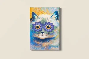 Louis Wain Cat Canvas/Poster Wall Art - Abstract Painting Print - Picture 1 of 10