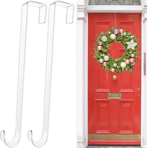 12" Clear Wreath Hangers, 2 Pack Non Scratch over the Door Hooks, Welcome Sign f - Picture 1 of 12