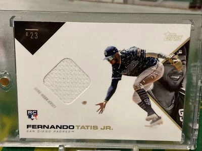 Fernando Tatis Jr. 2019 Topps X 0.23 Rookie **WHITE GAME WORN JERSEY PATCH** SP - Image 1 of 3