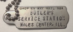 Vintage Charge Coin Tag: BUTLER'S SERVICE STATION, Niles Center IL; Customer #75 - Picture 1 of 2