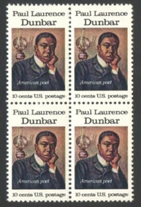 Alter unbenutzter US-Block mit 10 Cent Briefmarken Paul DUNBAR amerikanischer Dichter - Bild 1 von 2