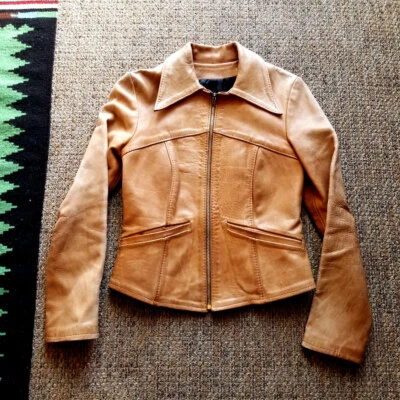 c.1960's Oshwahkon East West Era Fitted Hippie Leather Jacket XS  - Image 1 of 4