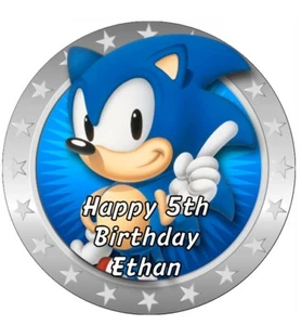 Sonic The Hedgehog Personalised Cake Topper Decoration Edible Wafer Paper 7.5" - Picture 1 of 3