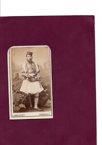 CDV Victorian Photograph of Greek Evzones Military Soldier by G Moraites  C.1880