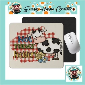 Tapis de Souris Pas Aujourd'hui Génisse Fantaisie Campagne Vache Antidérapant Facile Nettoyage Sublimé - Photo 1/4