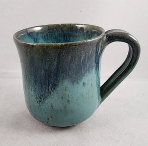 Art Pottery Blue Turquoise Mug Hand Thrown Signed by Artist - Picture 1 of 7