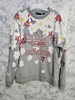Adidas Pharrell Williams Grey Floral Pullover Sweater Size L