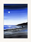 WATERCOLOUR SEASCAPE PAINTING A4 Sea, Evening Sky, Beach,Art, Sarah Featherstone