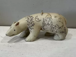 2000 Northern Art Bear Hallmark Ornament Polar Bear Carving Eskimo - Picture 1 of 4
