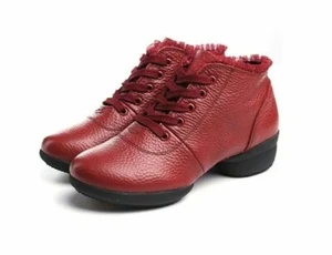 Lady Ballroom Dance Shoes Lace Leather Latin Waltz Tango Soft Outsole Black - Picture 1 of 4