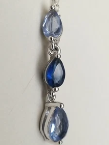 Schöne tropfenförmige blaue Steine Anhänger an Sterling Kette - 16" - Bild 1 von 8