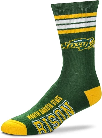 North Dakota State Bison NCAA FBF 4-Stripe Kids Crew Socks *Youth 13/Adult 1-5 Cover