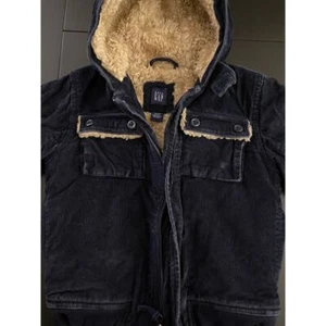 GAP Baby Corduroy Barn Chore Coat Toddler 2T Navy Hooded Faux Fur Zip Jacket - Picture 1 of 16