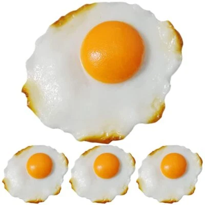 Fried Egg Model 4Pcs Artificial Fried Egg Fried Egg Decor Fried Egg Model Fak... - Image 1 of 4