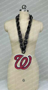 New MLB WASHINGTON NATIONALS BLACK Jumbo Big Fan Chain Necklace Foam MI USA - Picture 1 of 3