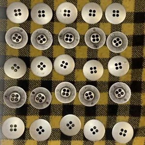 25 Vintage 3/4” Silver Aluminum Metal Classic Style 19mm Round 4-Hole Buttons - Picture 1 of 9