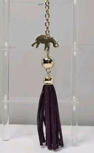 Deux Lux Leder lila Quaste Elefant Handtasche Anhänger Schlüsselanhänger goldene Hardware - Bild 1 von 5