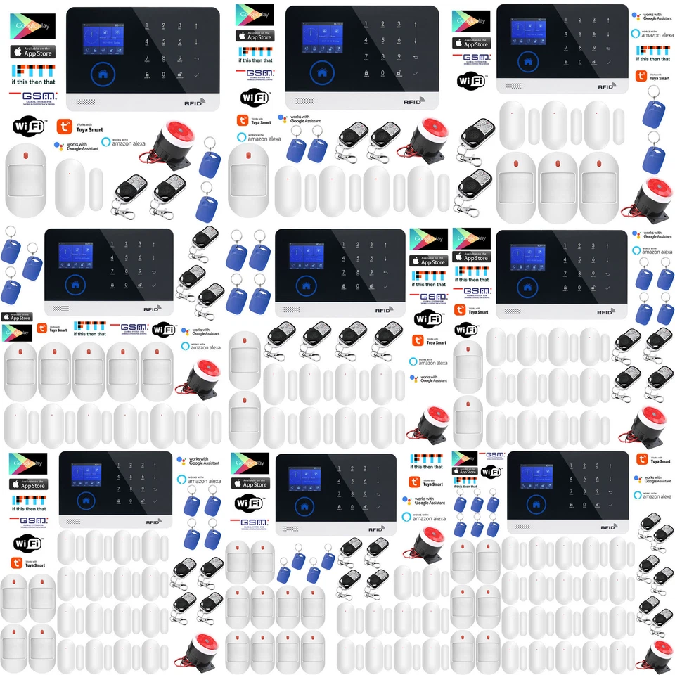 V21 WiFi Tuya APP GSM Wireless Home Security Alarm Burglar System+Alexa+Google - Image 1 of 4