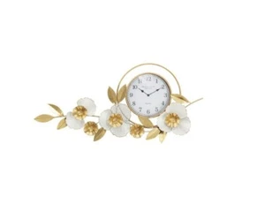 Wanduhr mit Blumen aus Metall Gold 93 x 45 cm - Bild 1 von 1