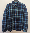 Orvis Shirt Womens L Blue Plaid Flannel Fleece Lined Jacket Chore Casual Ranch