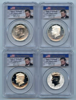 2014 Kennedy Half Dollar 50th Anniversary 4-Coin Silver Set  PCGS First Strike - Image 1 of 2