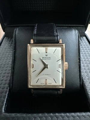 Reloj pulsera Rolex Marconi rectangular esfera dorada antiguo vintage de cuerda manual Foto 1 de 4