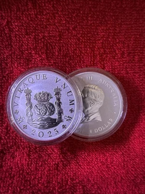 Plata 225 aniversario 2025 AUS 1 OZ Proclamación Pilar Dólar BU En Cápsula 1 moneda Foto 1 de 4
