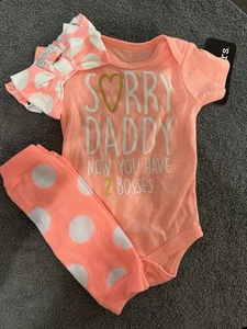 Baby Starters Infant Baby Girl Orange Daddy’s Girl 2 Piece Outfit Set Size 3Mo - Picture 1 of 12