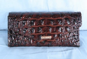 BRAHMIN Veronica Leder Geldbörse PECAN MELBOURNE braun Kroko Muster CLUTCH - Bild 1 von 6
