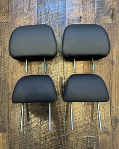 New Set 4 OEM Headrests - Black Leather Gray Stitching See Pics For Dimensions - Picture 1 of 14