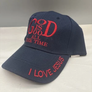 God Is Good All The Time Jesus Hat One Size Blue/Red - Picture 1 of 5
