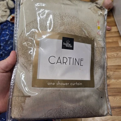 Home Wear Cartine Shower Curtain Beautiful Beige With Gold Leaves - Image 1 of 4