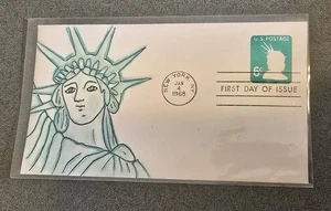 US FDC # U551 6c Statue of Liberty not addressed, with Kate Hayden cachet - Picture 1 of 2