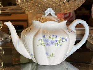 Shelley England Fine Bone China Dainty Blue Rock Flowers Teapot 15341 -Excellent - Picture 1 of 17